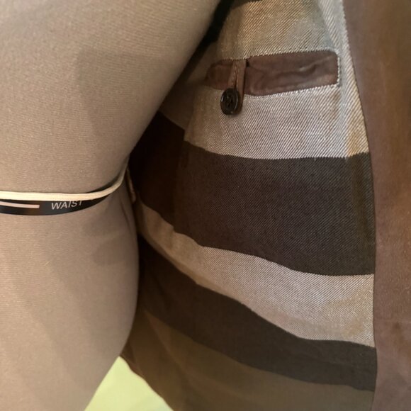 $2500 Burberry Brit suede tan/brown leather jacket coat blazer RARE LARGE vintag - Picture 5 of 8